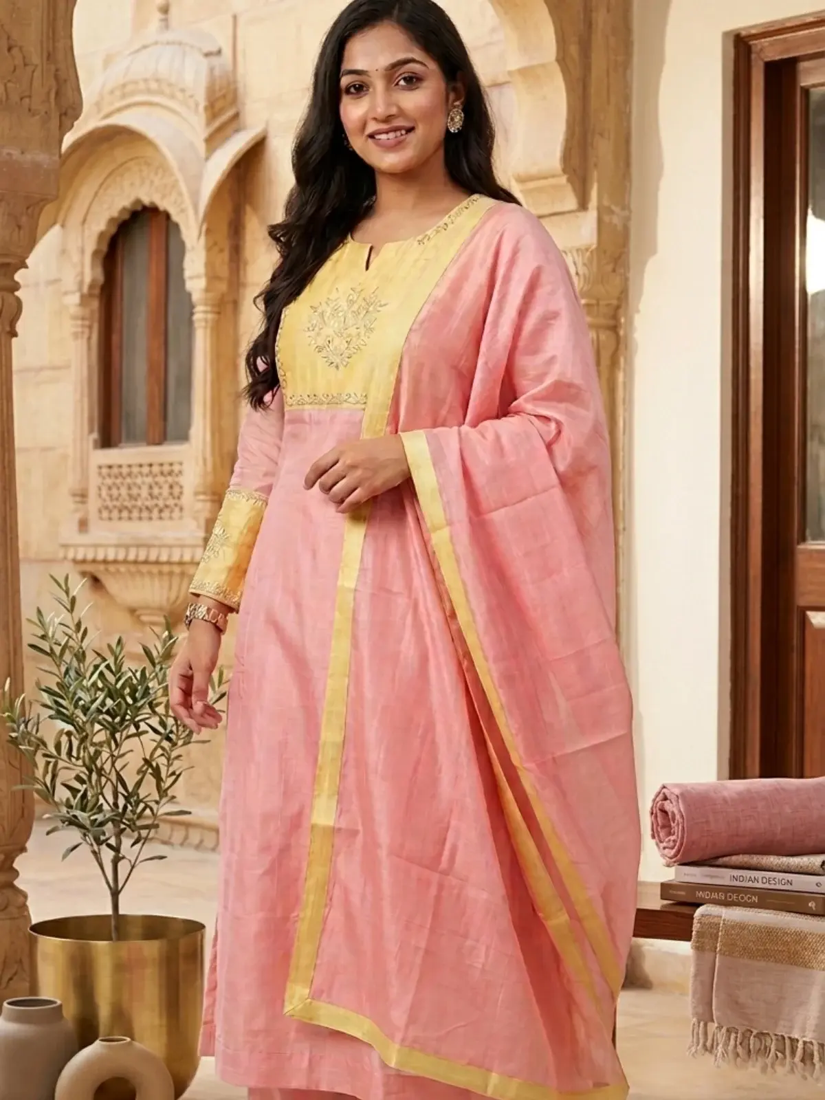 Sitara Chanderi Anarkali - Baby Pink