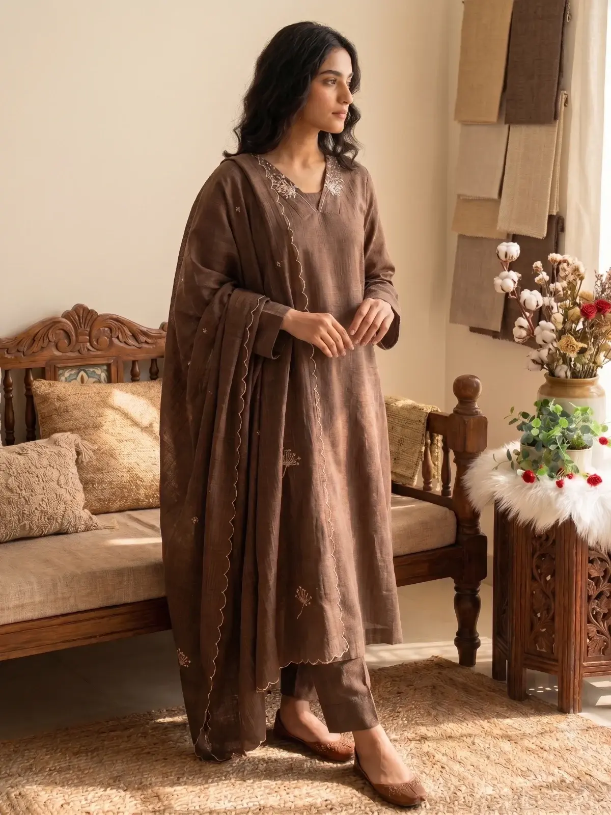 Walnut Cotton Kota Doria Set