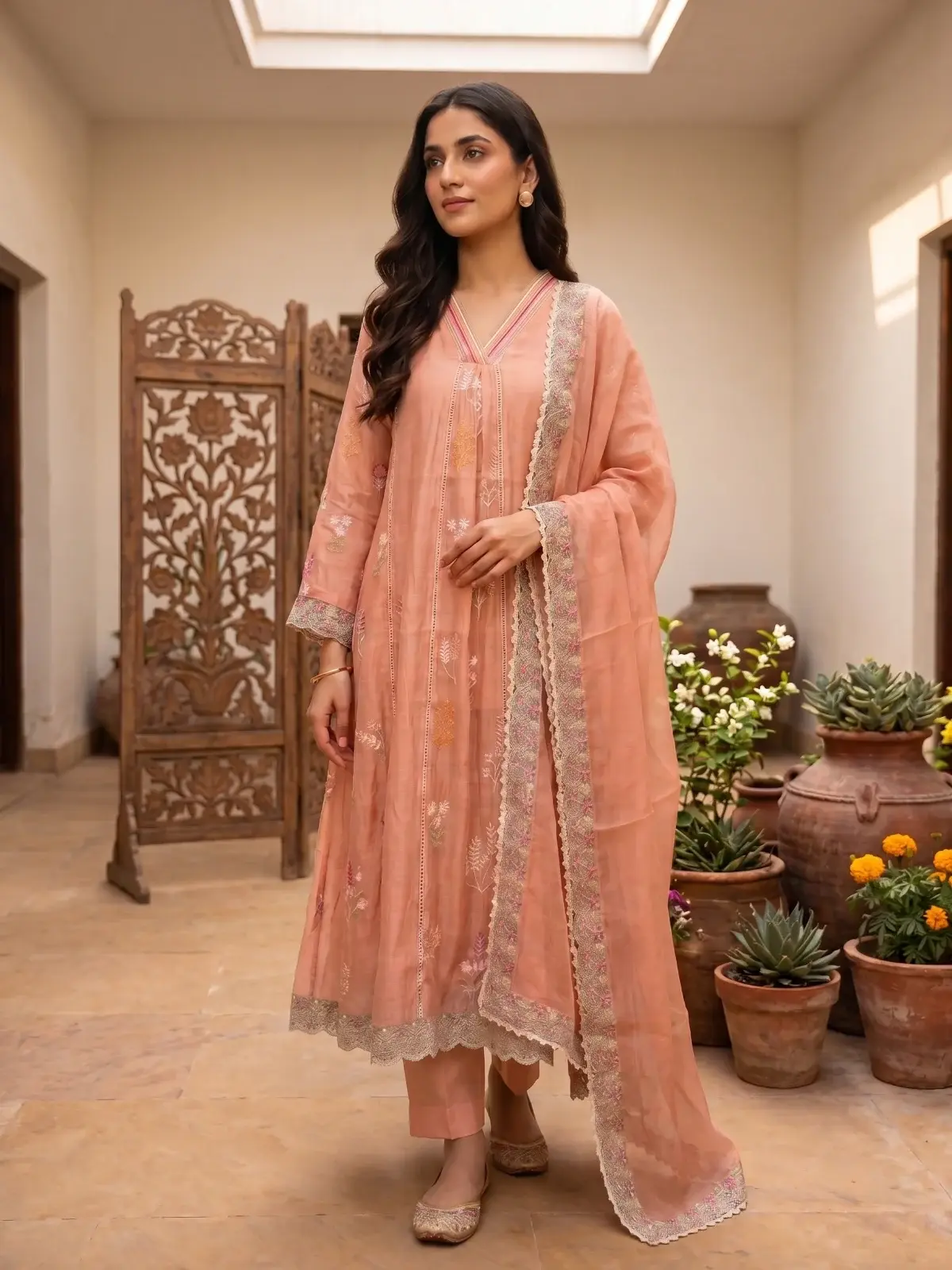 Peach Blossom Anarkali
